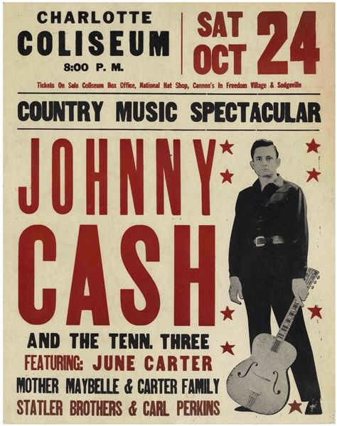 Fantastic, Large Johnny Cash Poster From 1970 -- Measures 22'' x 28''